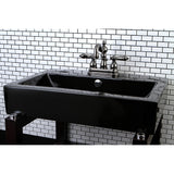 Water Onyx NB1600AL Two-Handle 3-Hole Deck Mount 4" Centerset Bathroom Faucet with Plastic Pop-Up, Black Stainless Steel