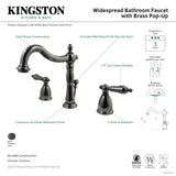 Water Onyx NB1970AL Two-Handle 3-Hole Deck Mount Widespread Bathroom Faucet with Brass Pop-Up, Black Stainless Steel