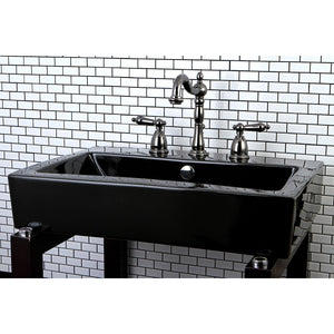 Water Onyx NB1970AL Two-Handle 3-Hole Deck Mount Widespread Bathroom Faucet with Brass Pop-Up, Black Stainless Steel