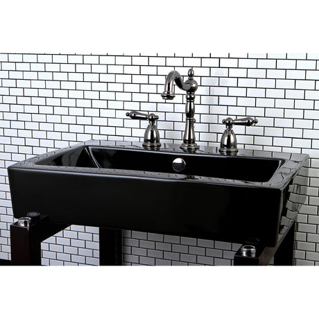 Water Onyx NB1970AL Two-Handle 3-Hole Deck Mount Widespread Bathroom Faucet with Brass Pop-Up, Black Stainless Steel