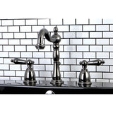 Water Onyx NB1970AL Two-Handle 3-Hole Deck Mount Widespread Bathroom Faucet with Brass Pop-Up, Black Stainless Steel