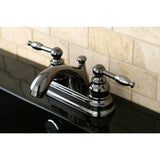 Water Onyx NB2600KL Two-Handle 3-Hole Deck Mount 4" Centerset Bathroom Faucet with Plastic Pop-Up, Black Stainless Steel
