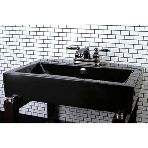 Water Onyx NB2600KL Two-Handle 3-Hole Deck Mount 4" Centerset Bathroom Faucet with Plastic Pop-Up, Black Stainless Steel