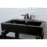 Water Onyx NB5610AL Two-Handle 3-Hole Deck Mount 4" Centerset Bathroom Faucet with Plastic Pop-Up, Black Stainless Steel
