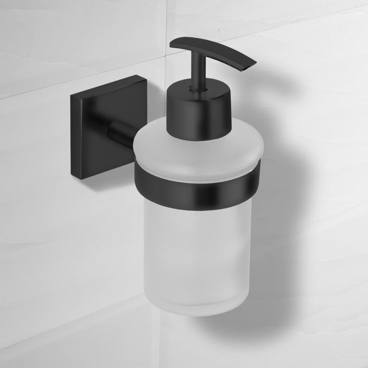 Soap Dispenser, Matte Black, Wall Mounted