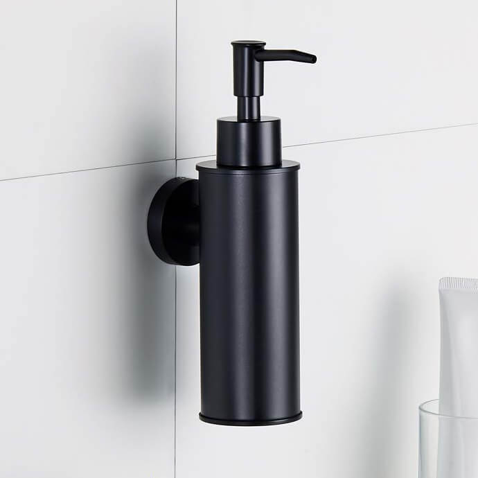 Soap Dispenser, Wall Mounted, Round, Matte Black