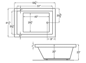 New England Home Goods Harbor Rectangular Drop-in Tub - 42" x 60" Left-Hand Drain Acrylic