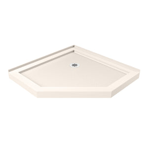 DreamLine Prism Lux 38 in. x 74 3/4 in. Fully Frameless Neo-Angle Shower Enclosure in Brushed Nickel with Biscuit Base