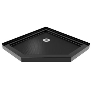 DreamLine Prism 40 in. x 74 3/4 in. Frameless Neo-Angle Pivot Shower Enclosure in Satin Black with Black Base Kit