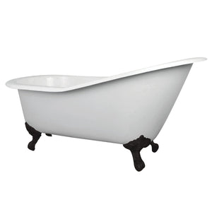 Aqua Eden NHVCT7D653129B0 62-Inch Cast Iron Single Slipper Clawfoot Tub with 7-Inch Faucet Drillings, White/Matte Black