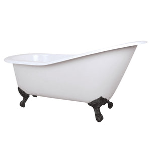 Aqua Eden NHVCTND653129B0 61-Inch Cast Iron Single Slipper Clawfoot Tub (No Faucet Drillings), White/Matte Black