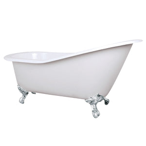 Aqua Eden NHVCTND653129B1 61-Inch Cast Iron Single Slipper Clawfoot Tub (No Faucet Drillings), White/Polished Chrome