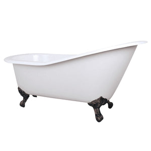 Aqua Eden NHVCTND653129B5 61-Inch Cast Iron Single Slipper Clawfoot Tub (No Faucet Drillings), White/Oil Rubbed Bronze