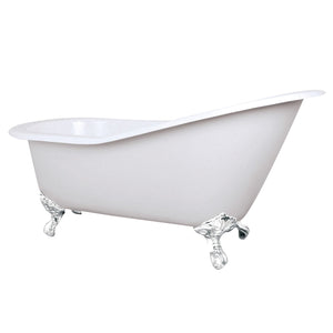 Aqua Eden NHVCTND653129BW 61-Inch Cast Iron Single Slipper Clawfoot Tub (No Faucet Drillings), White