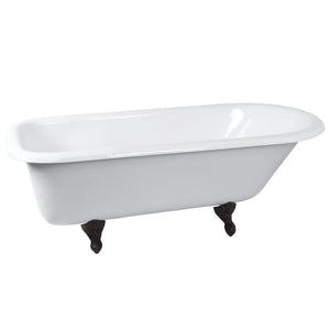 Aqua Eden NHVCTND673123T0 66-Inch Cast Iron Roll Top Clawfoot Tub (No Faucet Drillings), White/Matte Black