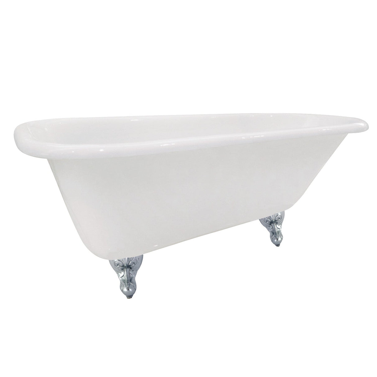 Aqua Eden NHVCTND673123T1 66-Inch Cast Iron Roll Top Clawfoot Tub (No Faucet Drillings), White/Polished Chrome
