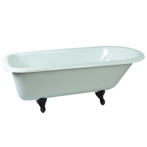 Aqua Eden NHVCTND673123T5 66-Inch Cast Iron Roll Top Clawfoot Tub (No Faucet Drillings), White/Oil Rubbed Bronze