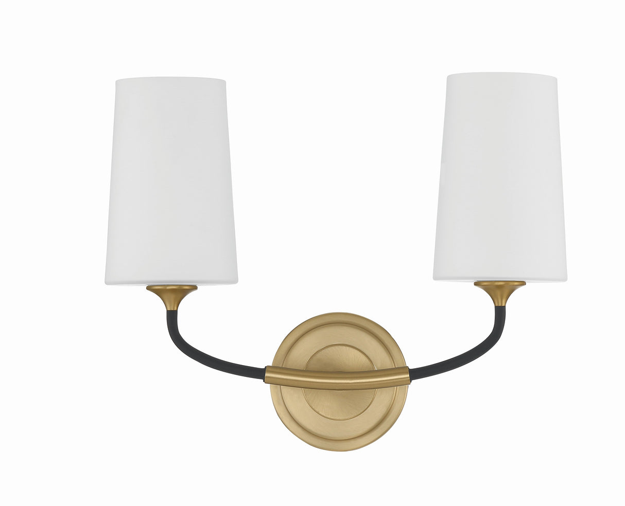 Niles 2 Light Black Forged + Modern Gold Sconce NIL-70012-BF-MG
