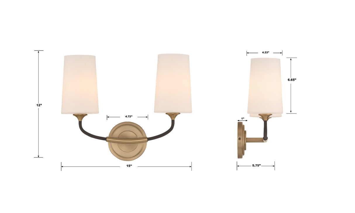Niles 2 Light Black Forged + Modern Gold Sconce NIL-70012-BF-MG