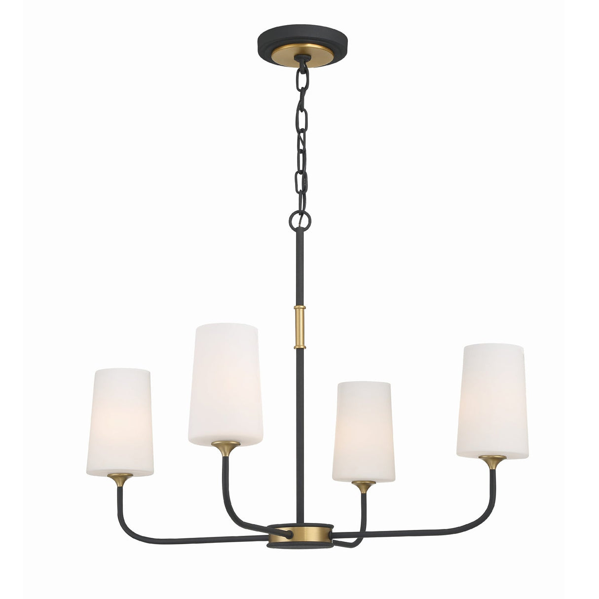 Niles 4 Light Black Forged + Modern Gold Chandelier NIL-70014-BF-MG