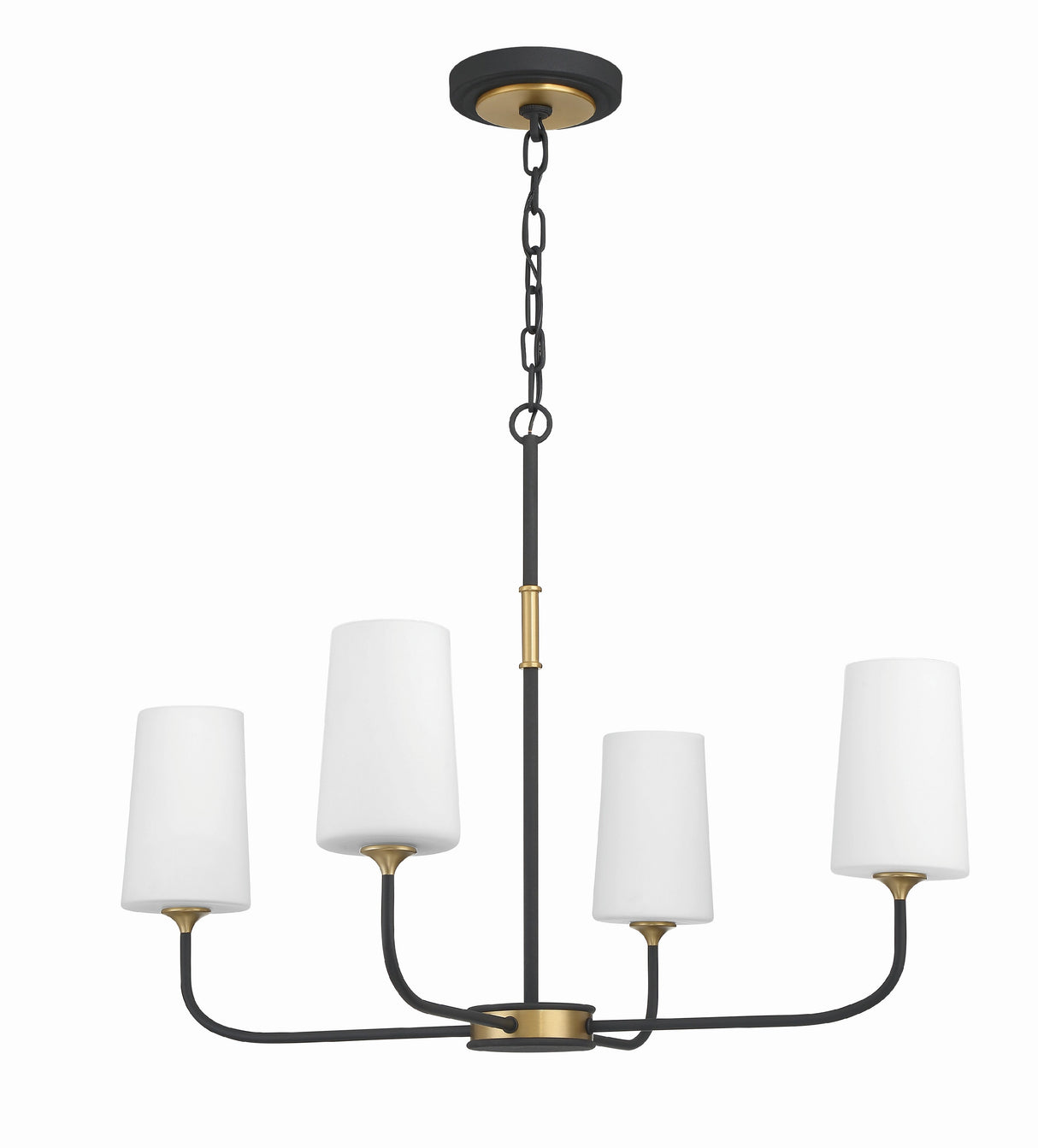 Niles 4 Light Black Forged + Modern Gold Chandelier NIL-70014-BF-MG