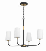 Niles 4 Light Black Forged + Modern Gold Chandelier NIL-70014-BF-MG