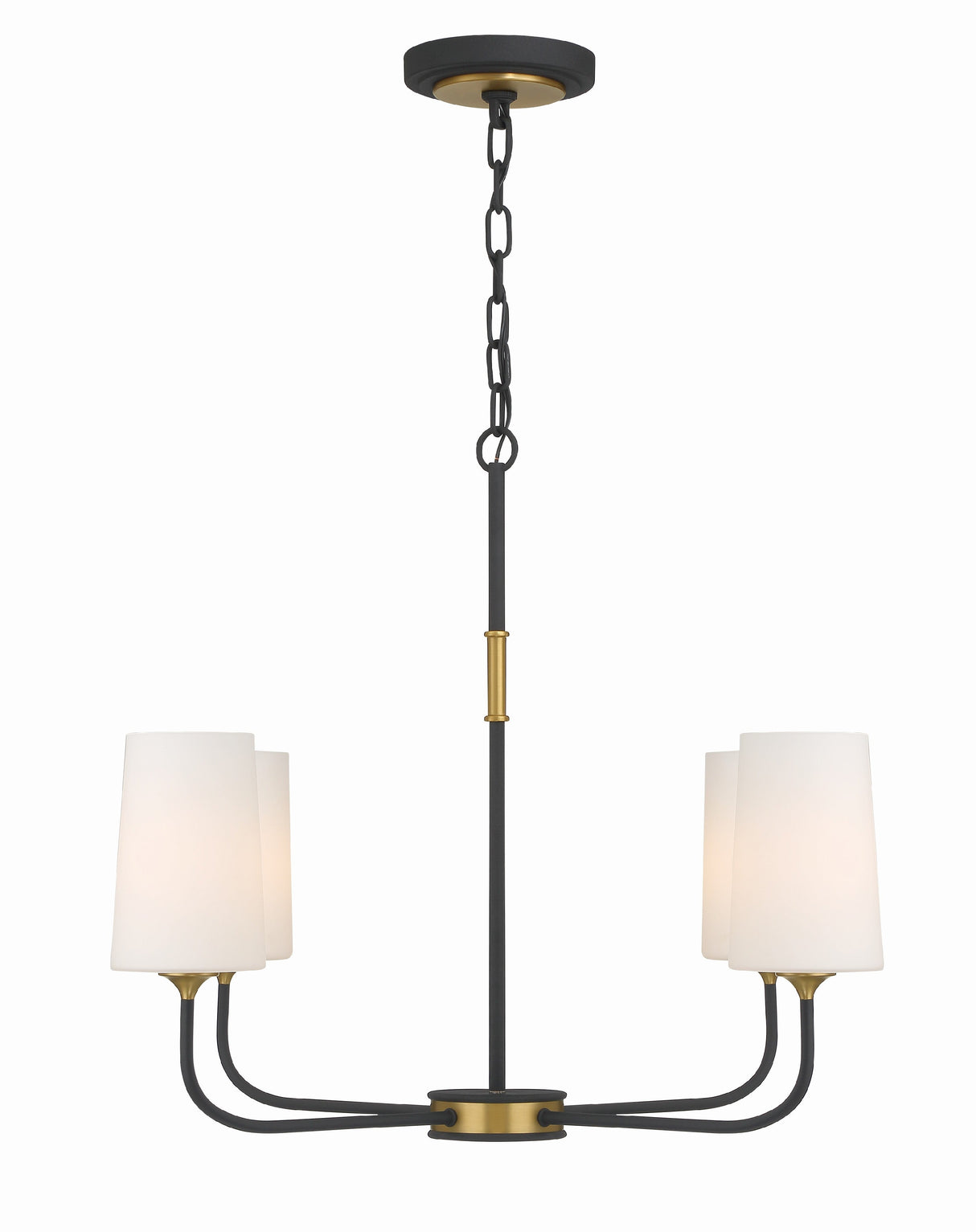 Niles 4 Light Black Forged + Modern Gold Chandelier NIL-70014-BF-MG