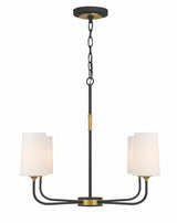 Niles 4 Light Black Forged + Modern Gold Chandelier NIL-70014-BF-MG