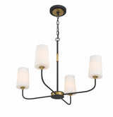 Niles 4 Light Black Forged + Modern Gold Chandelier NIL-70014-BF-MG