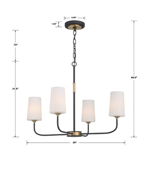 Niles 4 Light Black Forged + Modern Gold Chandelier NIL-70014-BF-MG