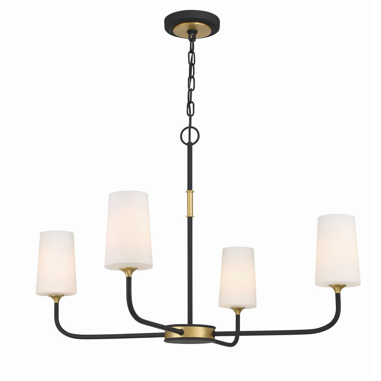 Niles 4 Light Black Forged + Modern Gold Chandelier NIL-70015-BF-MG