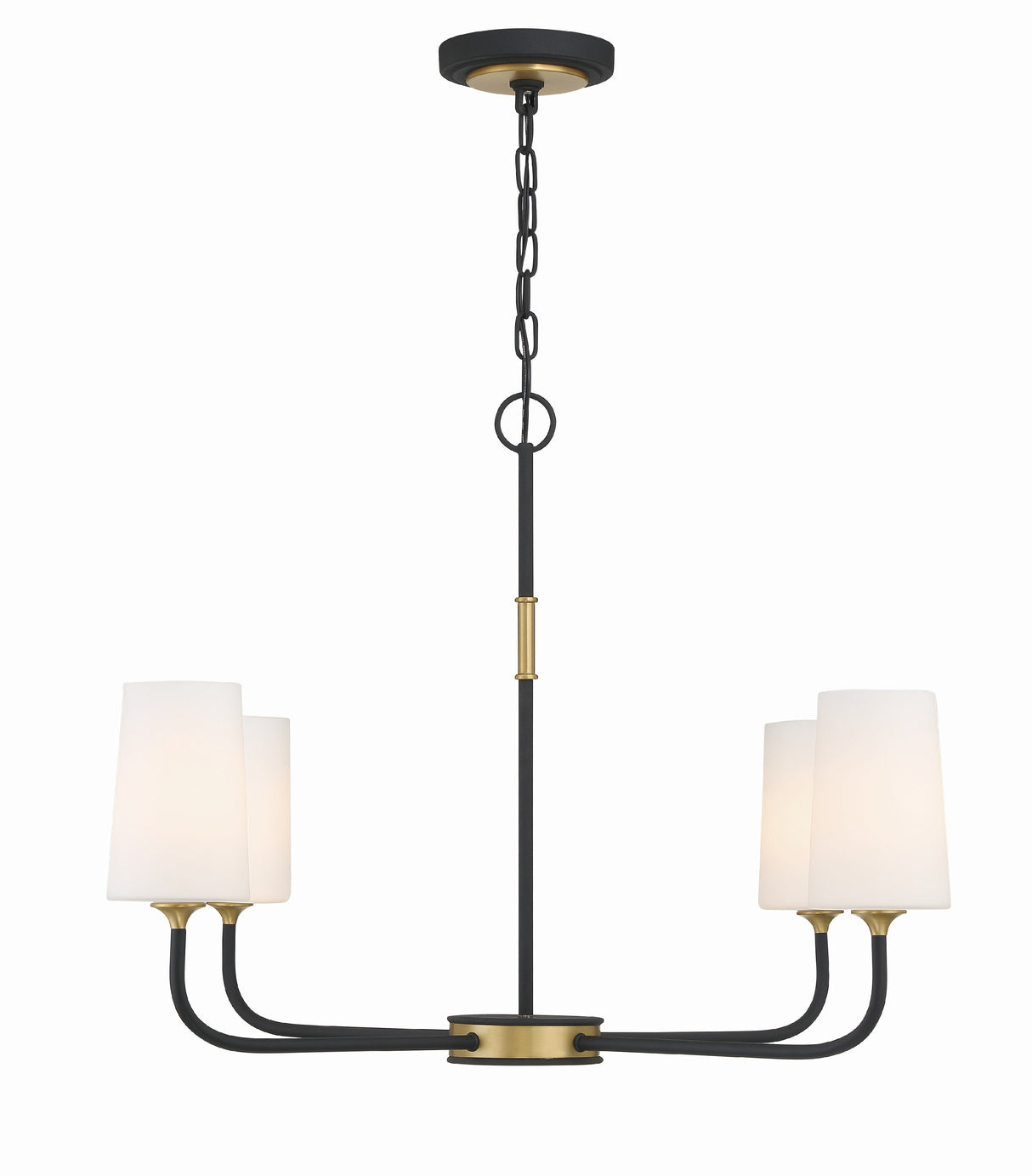 Niles 4 Light Black Forged + Modern Gold Chandelier NIL-70015-BF-MG