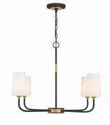 Niles 4 Light Black Forged + Modern Gold Chandelier NIL-70015-BF-MG