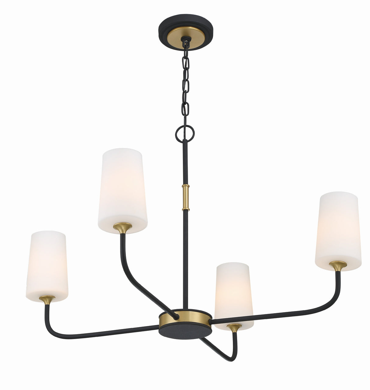 Niles 4 Light Black Forged + Modern Gold Chandelier NIL-70015-BF-MG