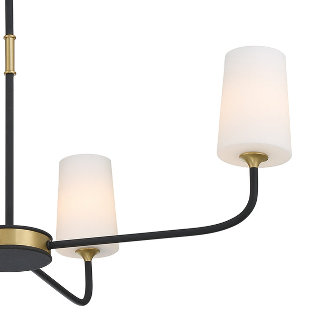 Niles 4 Light Black Forged + Modern Gold Chandelier NIL-70015-BF-MG