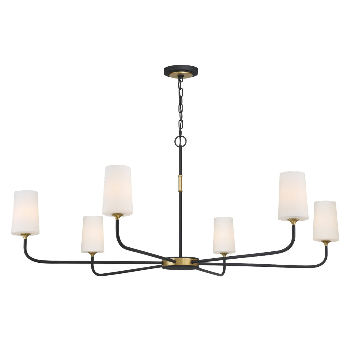 Niles 6 Light Black Forged + Modern Gold Chandelier NIL-70016-BF-MG