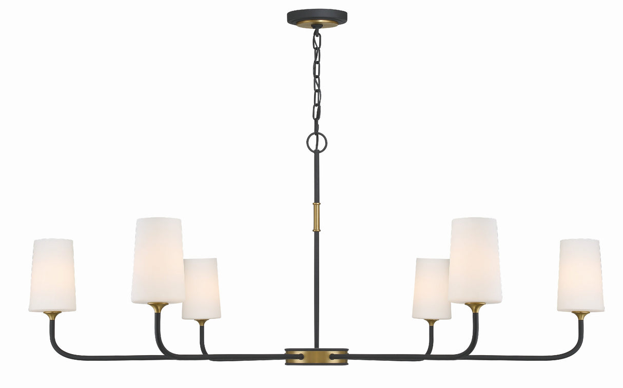 Niles 6 Light Black Forged + Modern Gold Chandelier NIL-70016-BF-MG