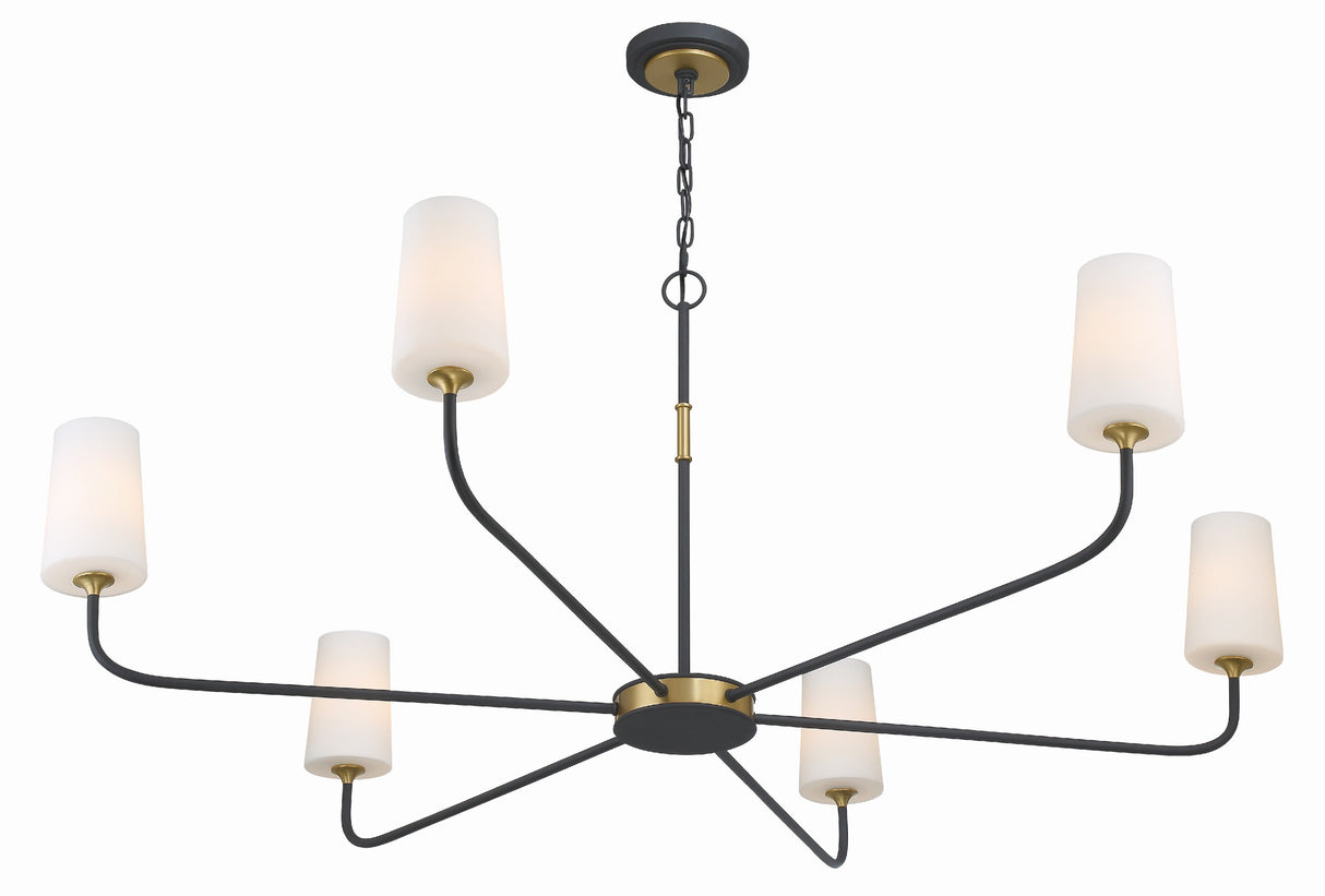 Niles 6 Light Black Forged + Modern Gold Chandelier NIL-70016-BF-MG