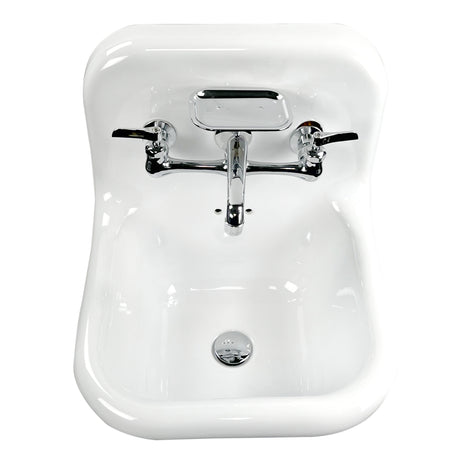 Nantucket Sinks 16.5-inch Fireclay Wallmount Bath Sink  with Chriome Accessories Set