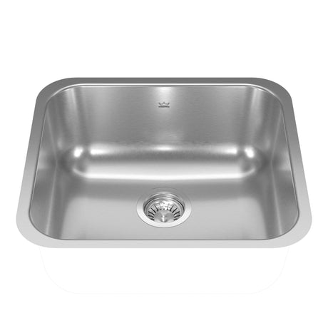 KINDRED NS1820UA-9N Reginox 19.7-in LR x 17.75-in FB x 8.5-in DP Undermount Single Bowl Stainless Steel Kitchen Sink In Linear brushed Bowl with Silk Finished Rim