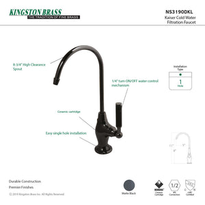 Water Onyx NS3190DKL Single-Handle 1-Hole Deck Mount Water Filtration Faucet, Black Stainless Steel