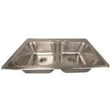 Nantucket Sinks' NS3322-DE - 33 Inch Double Bowl Equal Self Rimming Stainless Steel Drop In Kitchen Sink, 18 Gauge