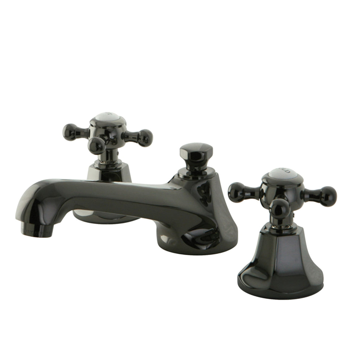 Water Onyx NS4460BX Two-Handle 3-Hole Deck Mount Widespread Bathroom Faucet with Brass Pop-Up, Black Stainless Steel