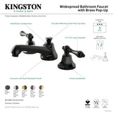 Water Onyx NS4463AL Two-Handle 3-Hole Deck Mount Widespread Bathroom Faucet with Brass Pop-Up, Polished Chrome/Black Stainless Steel