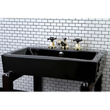 Water Onyx NS4466BX Two-Handle 3-Hole Deck Mount Widespread Bathroom Faucet with Brass Pop-Up, Polished Brass/Black Stainless Steel