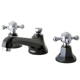 Water Onyx NS4467BX Two-Handle 3-Hole Deck Mount Widespread Bathroom Faucet with Brass Pop-Up, Black Stainless Steel/Polished Chrome