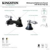 Water Onyx NS4469BAL Two-Handle 3-Hole Deck Mount Widespread Bathroom Faucet with Brass Pop-Up, Black Stainless Steel/Polished Brass
