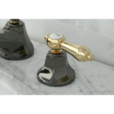 Water Onyx NS4469BAL Two-Handle 3-Hole Deck Mount Widespread Bathroom Faucet with Brass Pop-Up, Black Stainless Steel/Polished Brass