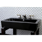 Water Onyx NS4469BAL Two-Handle 3-Hole Deck Mount Widespread Bathroom Faucet with Brass Pop-Up, Black Stainless Steel/Polished Brass