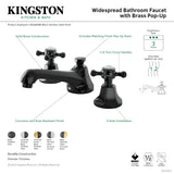 Water Onyx NS4469BX Two-Handle 3-Hole Deck Mount Widespread Bathroom Faucet with Brass Pop-Up, Black Stainless Steel/Polished Brass